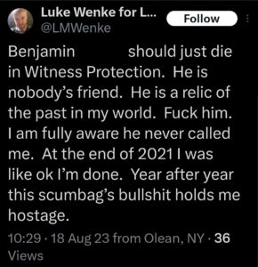 luke wenke x twitter benjamin ryan teeter obsession 2023