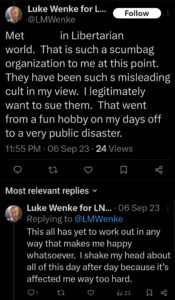 luke wenke x twitter screenshot ryan benjamin teeter obsession 2023
