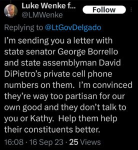 luke wenke x twitter screenshot george borrello david dipietro letter writing obsession 2023