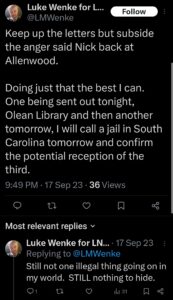 luke wenke letter obsession 2023 x twitter screenshot