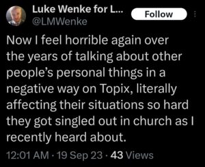 luke wenke x twitter screenshot topix obsession 2023