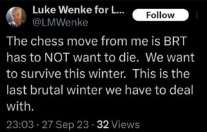 luke wenke x twitter screenshot ryan benjamin teeter obsession 2023