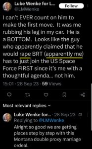 luke wenke x twitter screenshot benjamin ryan teeter obsession 2023