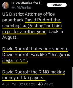 luke wenke x twitter screenshot us attorney david rudroff obsession 2023