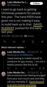 luke wenke x twitter screenshot us attorney david rudroff obsession 2023