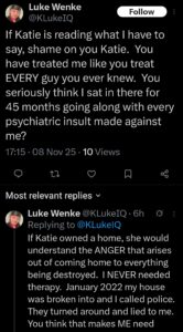luke wenke x twitter screenshot katie obsession 2025