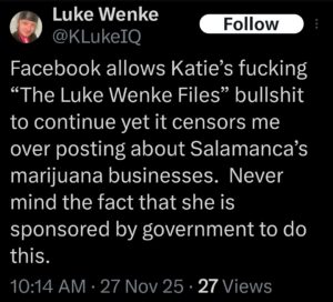 luke wenke katie obsession tweet twitter x screenshot 2025