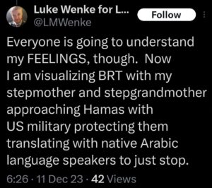 luke wenke x twitter screenshot ryan benjamin teeter obsession 2023