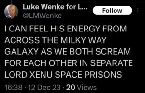 luke wenke x twitter screenshot ryan benjamin teeter obsession 2023