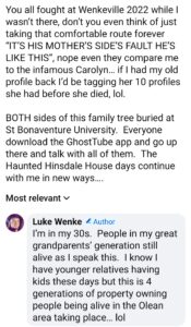 luke wenke facebook screenshot wenkeville 2023