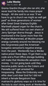 luke wenke facebook screenshot wenkeville 2023