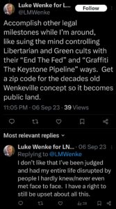 Luke Wenke facebook screenshot wenkeville 2023