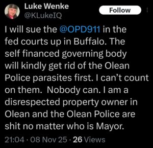luke wenke x twitter screenshot threats to sue 2025 antipolice