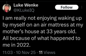 luke wenke x twitter screenshot incel talk 2025