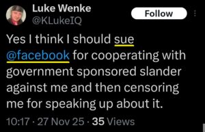 luke wenke x twitter screenshot threats to sue 2025