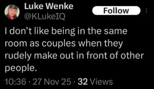 luke wenke x twitter screenshot incel talk 2025 jealous of mommy