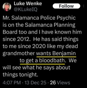 luke wenke x twitter screenshot benjamin ryan teeter obsession predictions plans 2025