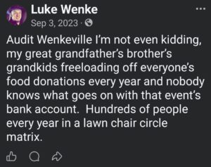 luke wenke facebook screenshot wenkeville 2023
