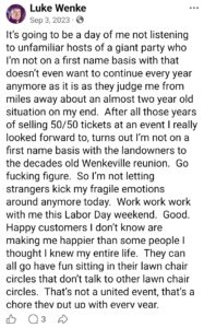 luke wenke facebook screenshot wenkeville 2023