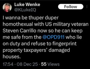 luke wenke falsely accuses the olean police of lying december 2025