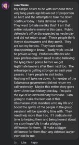 screenshot of an august 2023 incel rant luke wenke posted on facebook